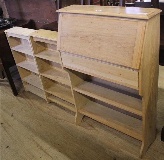 Pine students bureau & 2 wall shelves